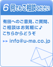 (6)���Ǥ⤴���̤���������ͭ�ĤؤΤ��ո��������䡢�����̤Ϥ����ڤˢ���info@u-ma.co.jp