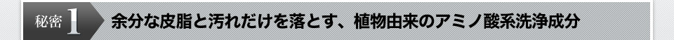 秘密1　余分な皮脂と汚れだけを落とす、植物由来のアミノ酸系洗浄成分