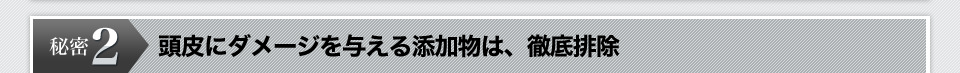 秘密2　頭皮にダメージを与える添加物は、徹底排除