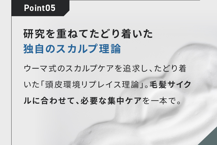 Point05 研究を重ねてたどり着いた独自のスカルプ理論