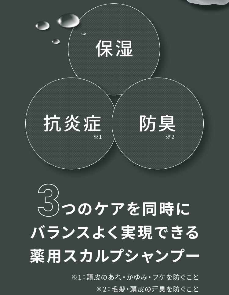 保湿 防臭 抗炎症 3つのケアを同時にバランスよく実現できる薬用スカルプシャンプー