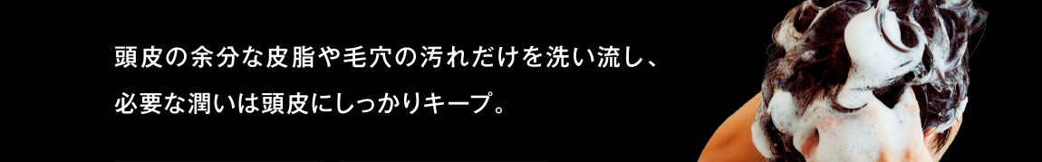 頭皮の余分な皮脂や毛穴の汚れだけを洗い流し、必要な潤いは頭皮にしっかりキープ。