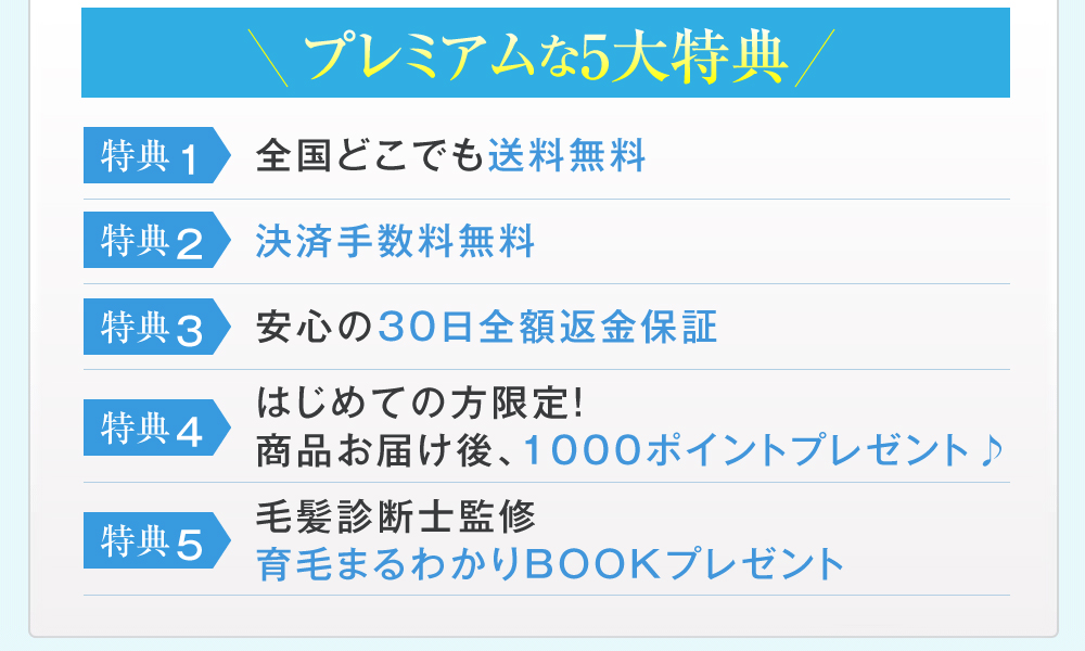 プレミアムな5大特典